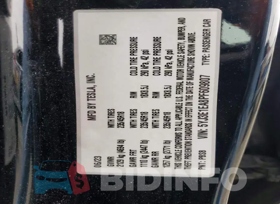 5YJ3E1EA8PF609807 Photo# 12