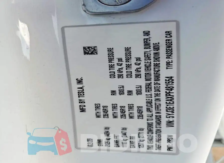 5YJ3E1EAXPF481554 Photo# 12