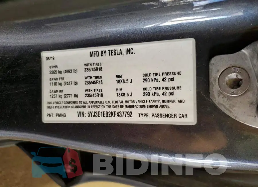 5YJ3E1EB2KF437792 Photo# 13