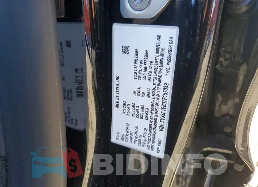 5YJ3E1EB3TF157039 Photo# 12