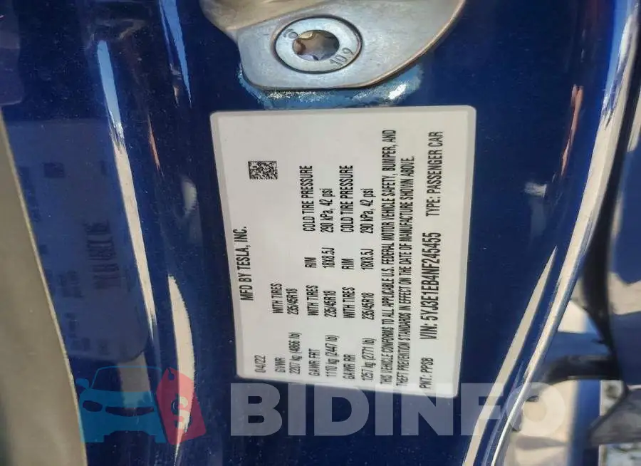 5YJ3E1EB4NF245455 Photo# 12