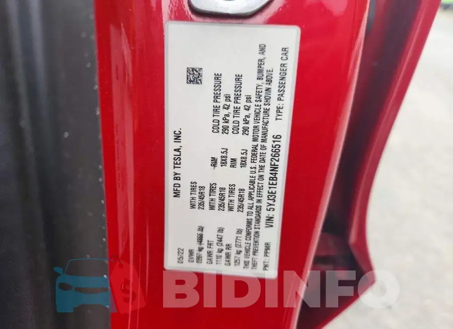 5YJ3E1EB4NF266516 Photo# 13