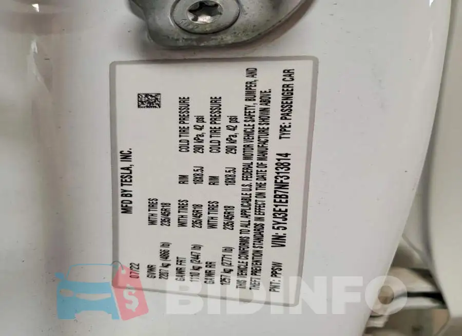 5YJ3E1EB7NF313814 Photo# 12