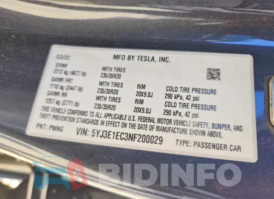 5YJ3E1EC3NF200029 Photo# 12