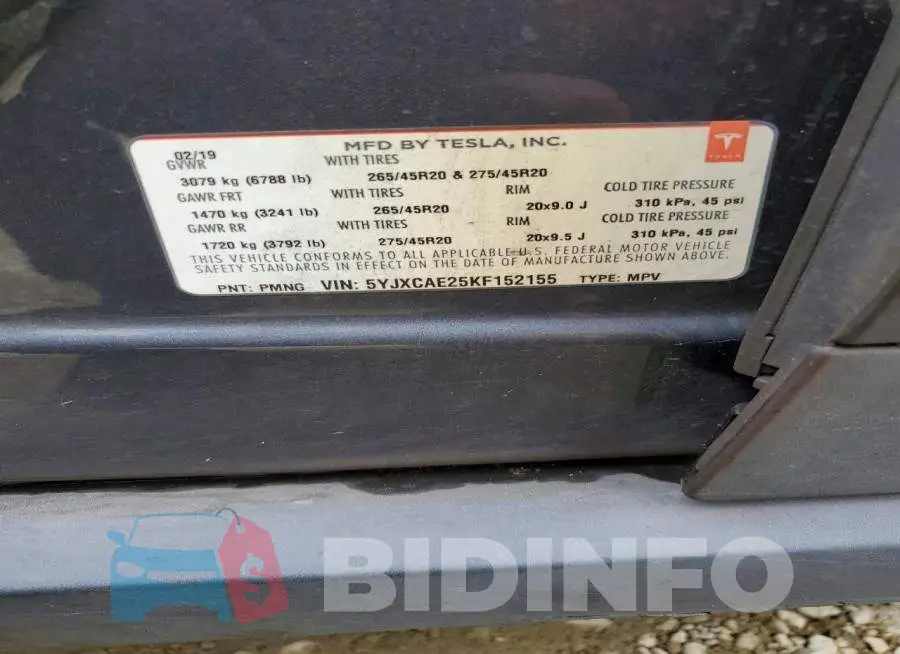 5YJXCAE25KF152155 Photo# 14