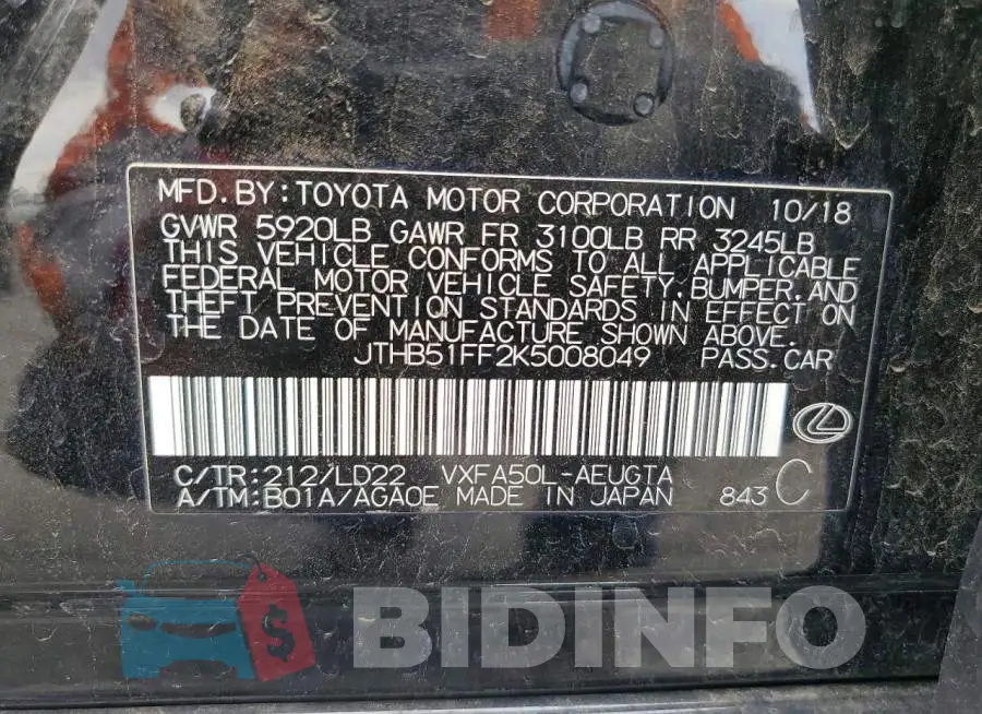 JTHB51FF2K5008049 Photo# 12