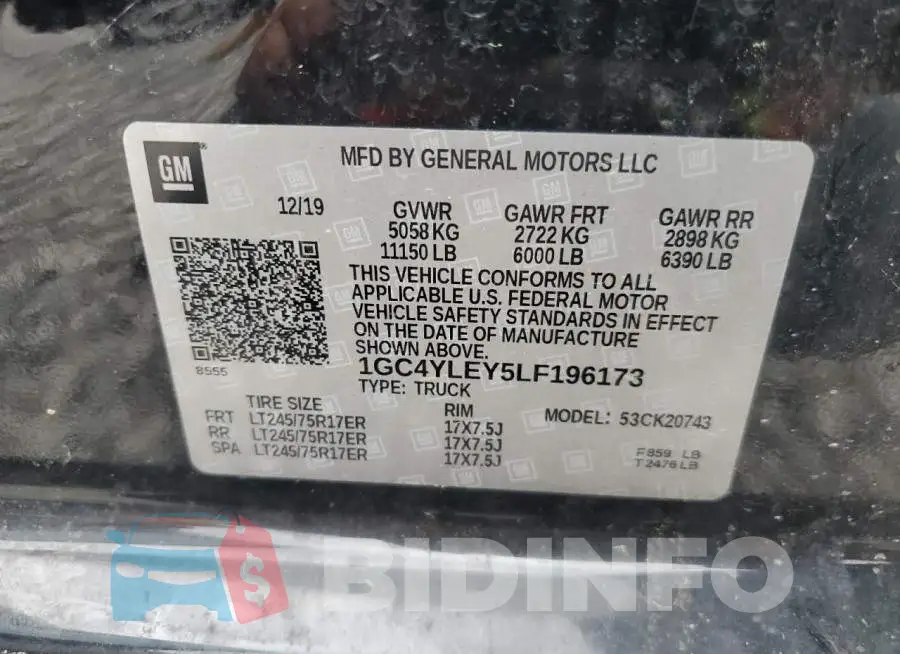 1GC4YLEY5LF196173 Photo# 12