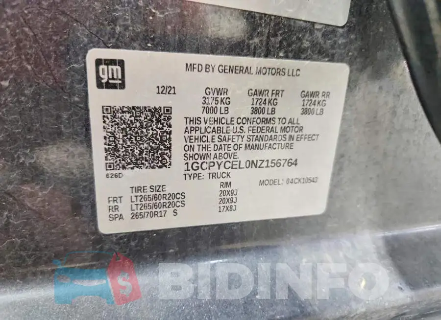 1GCPYCEL0NZ156764 Photo# 12