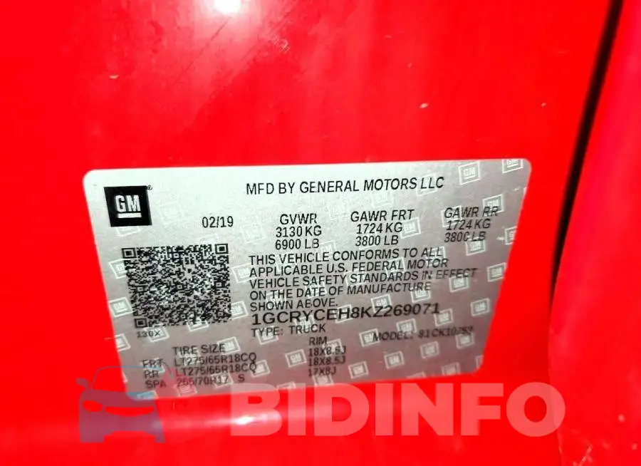 1GCRYCEH8KZ269071 Photo# 12