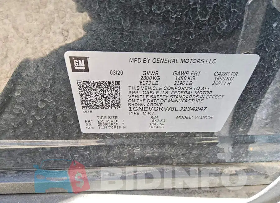 1GNEVGKW8LJ234247 Photo# 13