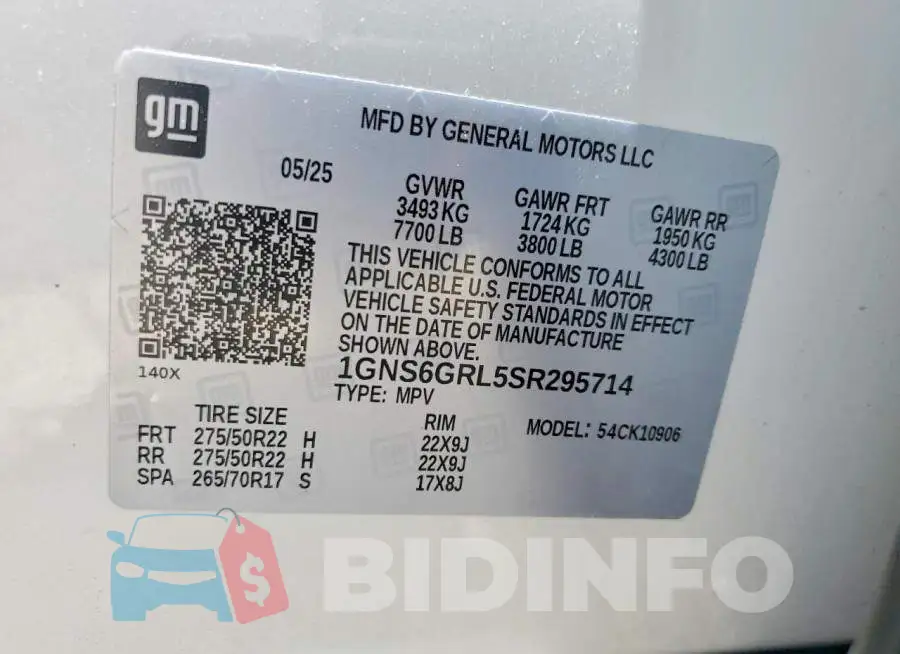 1GNS6GRL5SR295714 Photo# 13