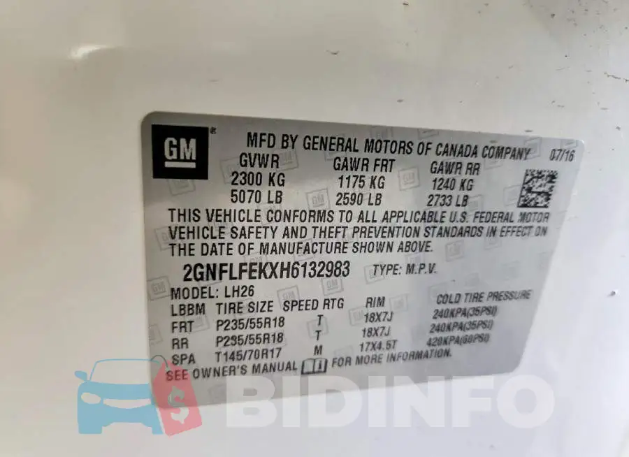 2GNFLFEKXH6132983 Photo# 13