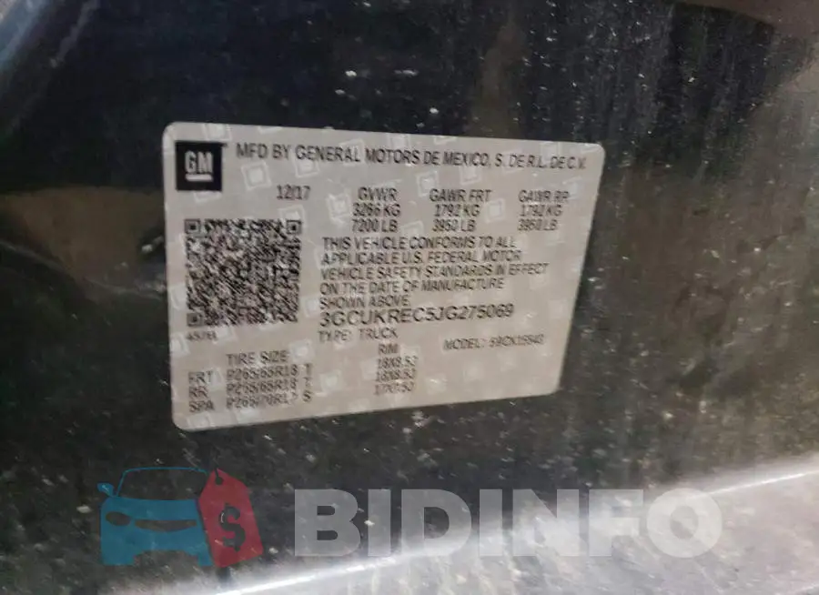 3GCUKREC5JG275069 Photo# 12