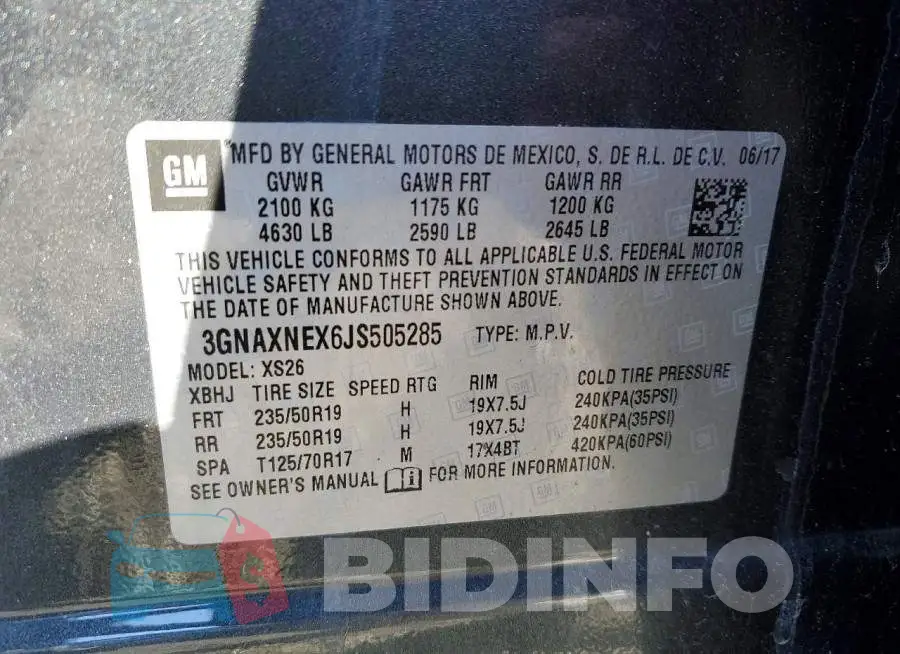 3GNAXNEX6JS505285 Photo# 13