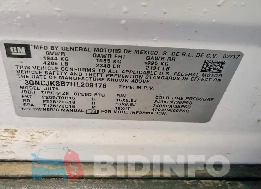 3GNCJKSB7HL209178 Photo# 13