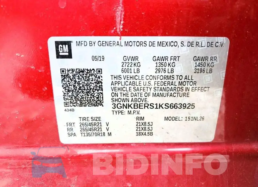 3GNKBERS1KS663925 Photo# 13