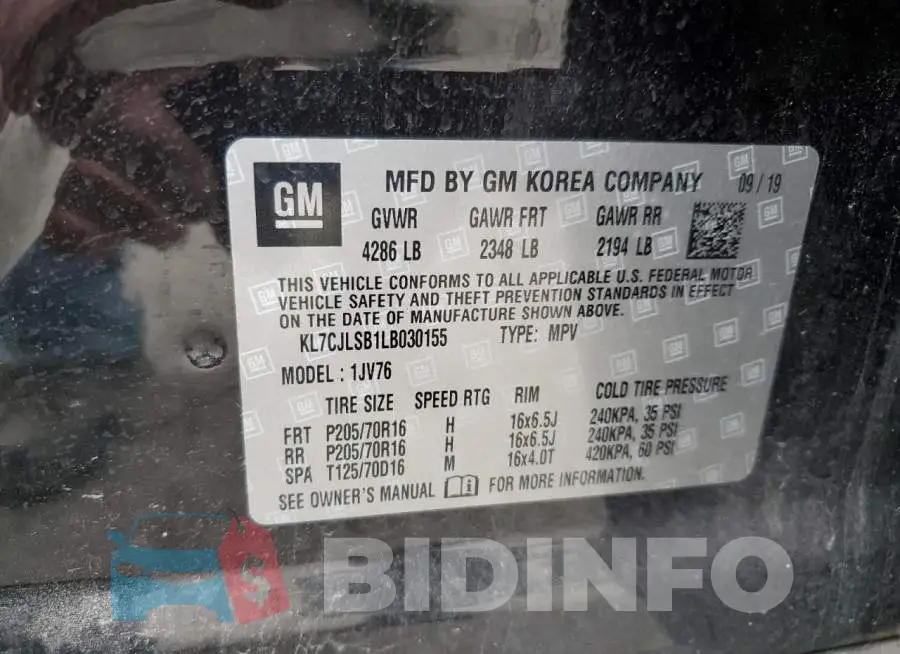 KL7CJLSB1LB030155 Photo# 13