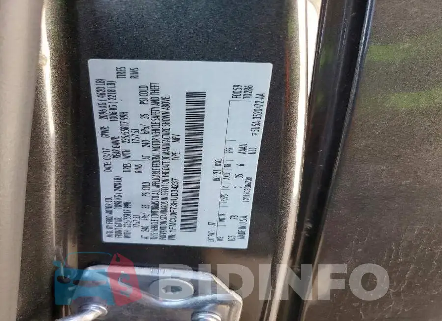 1FMCU0F73HUD34237 Photo# 13