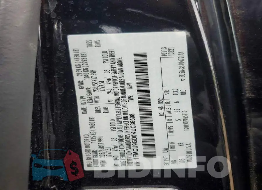 1FMCU9GD0KUC36508 Photo# 13