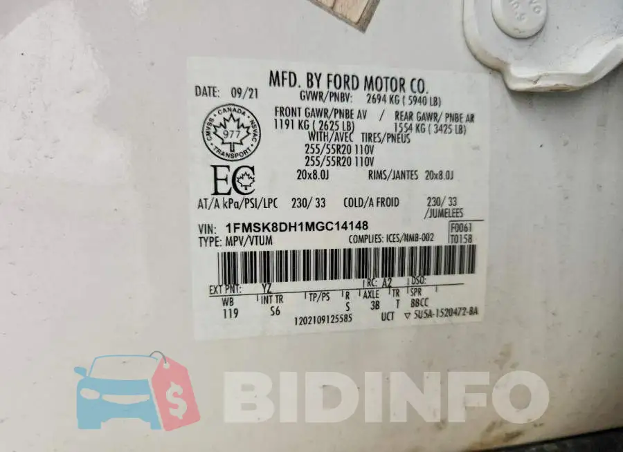 1FMSK8DH1MGC14148 Photo# 14