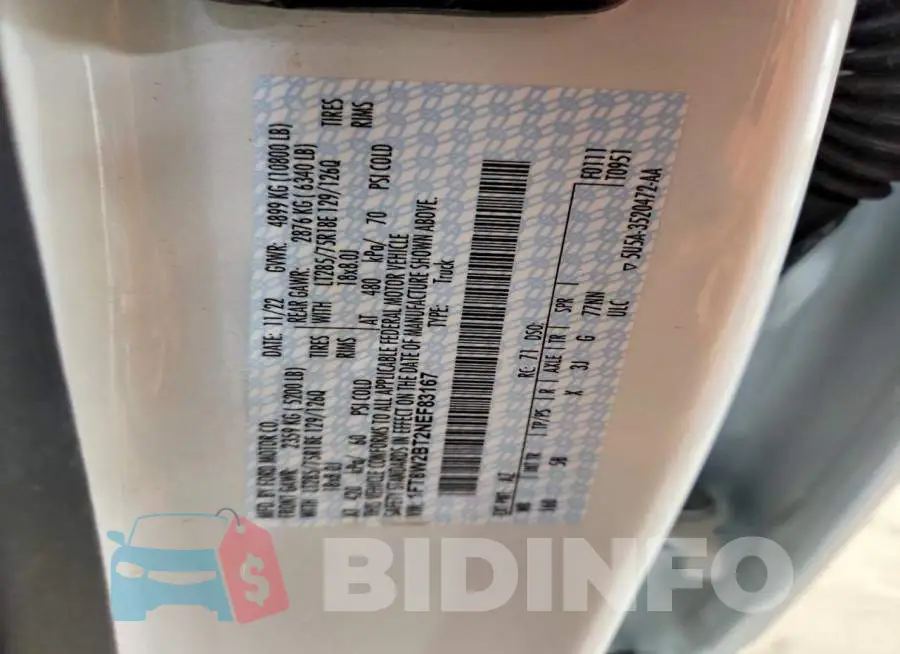1FT8W2BT2NEF83167 Photo# 13