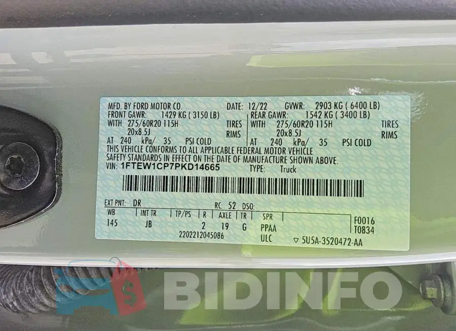 1FTEW1CP7PKD14665 Photo# 12