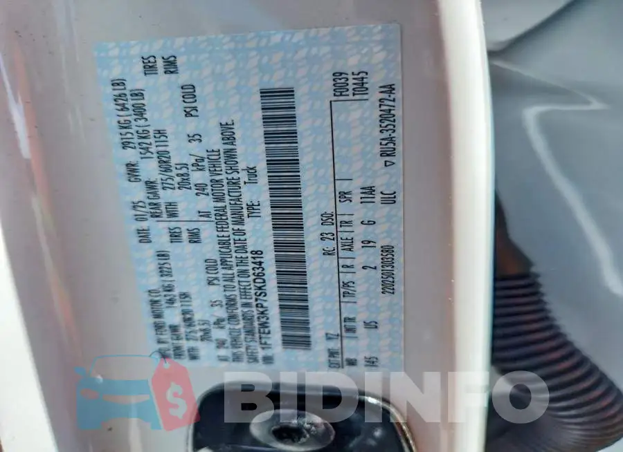 1FTEW3KP7SKD63418 Photo# 12