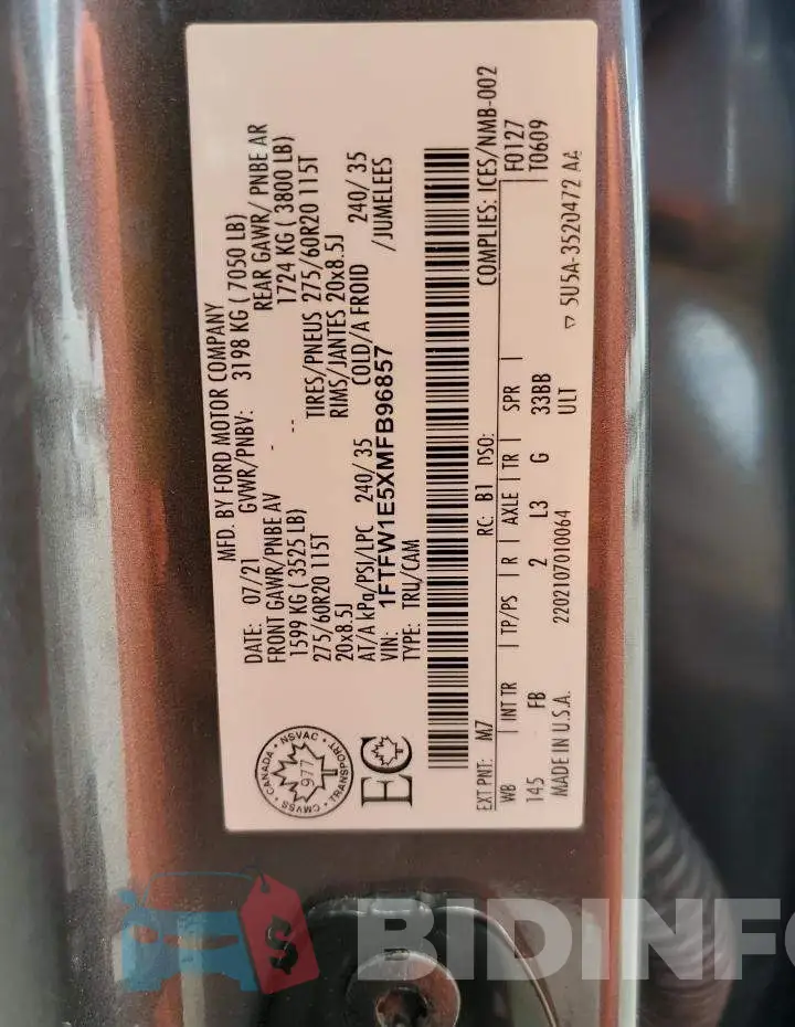1FTFW1E5XMFB96857 Photo# 12