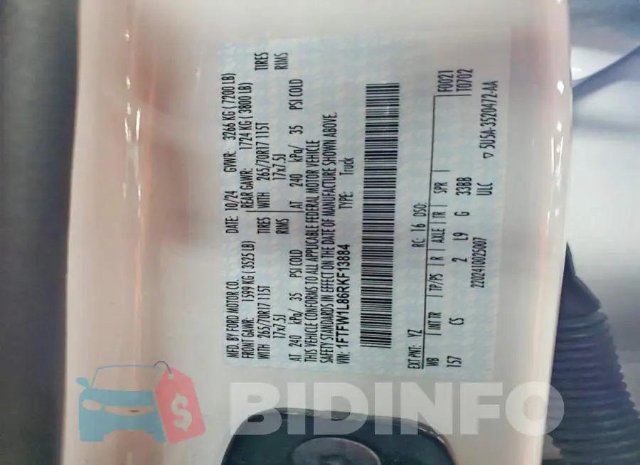 1FTFW1L86RKF13884 Photo# 12