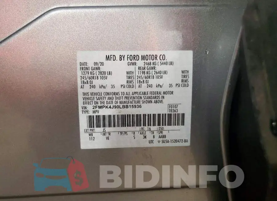 2FMPK4J90LBB15936 Photo# 13
