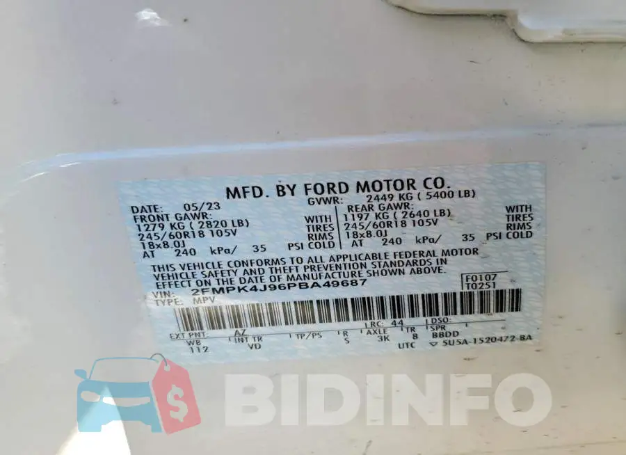 2FMPK4J96PBA49687 Photo# 13
