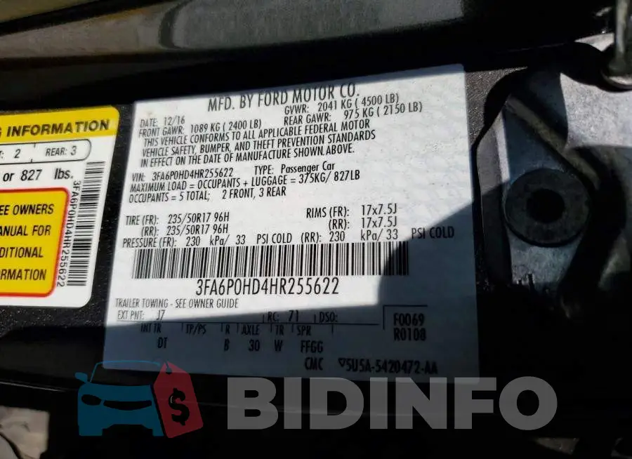 3FA6P0HD4HR255622 Photo# 12