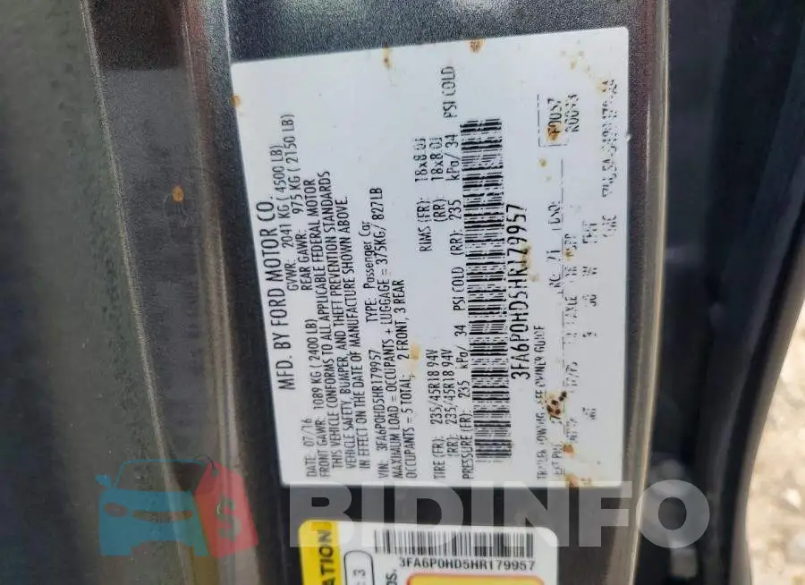 3FA6P0HD5HR179957 Photo# 12