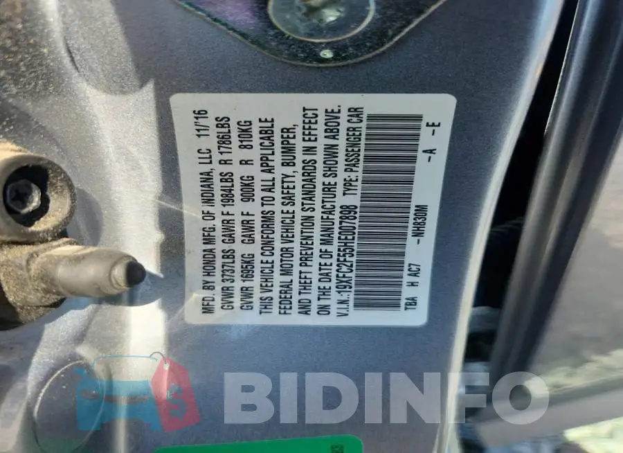 19XFC2F55HE007898 Photo# 13