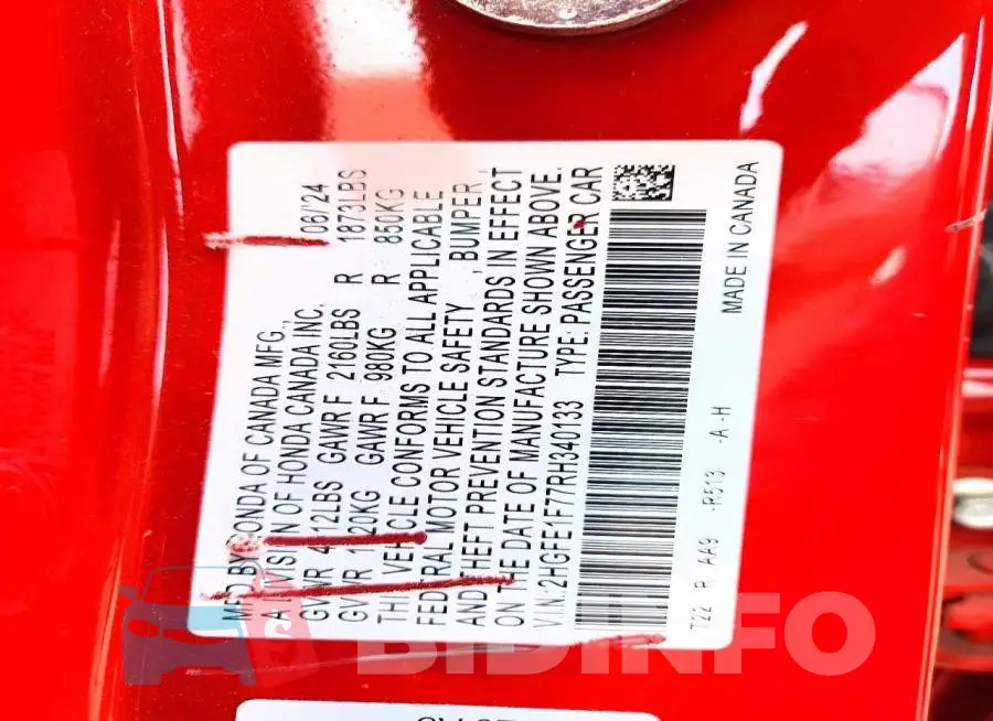 2HGFE1F77RH340133 Photo# 13