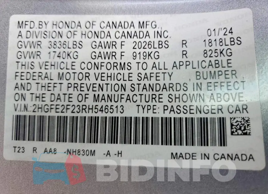 2HGFE2F23RH546513 Photo# 12