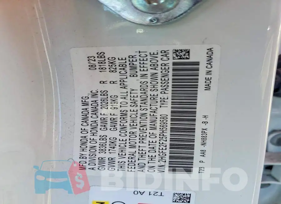 2HGFE2F25PH569580 Photo# 12