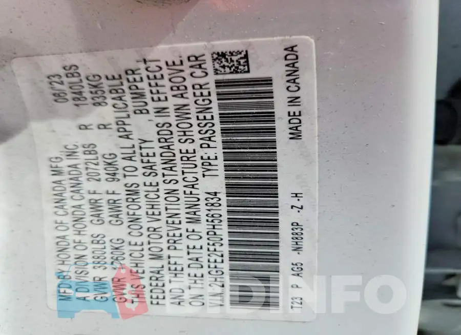 2HGFE2F50PH561834 Photo# 12