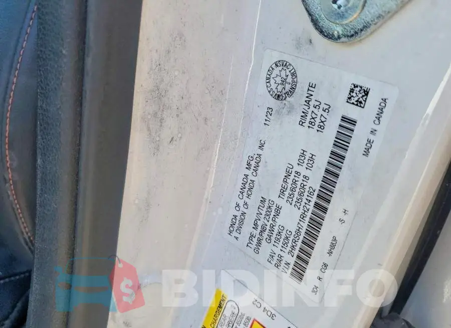 2HKRS6H71RH214162 Photo# 13