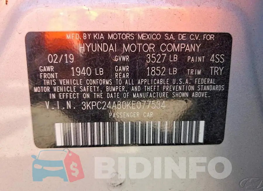3KPC24A30KE077534 Photo# 12