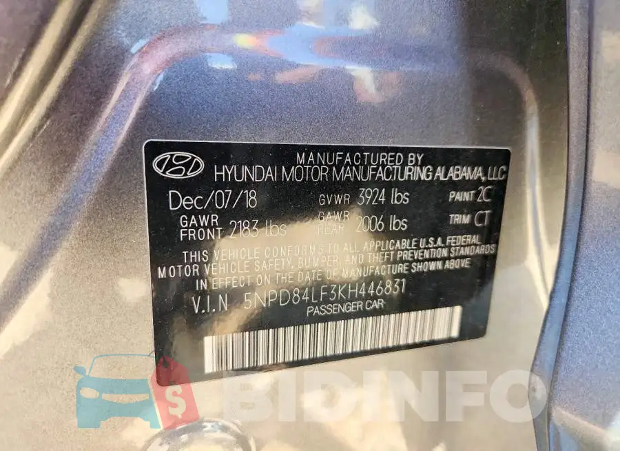 5NPD84LF3KH446831 Photo# 12