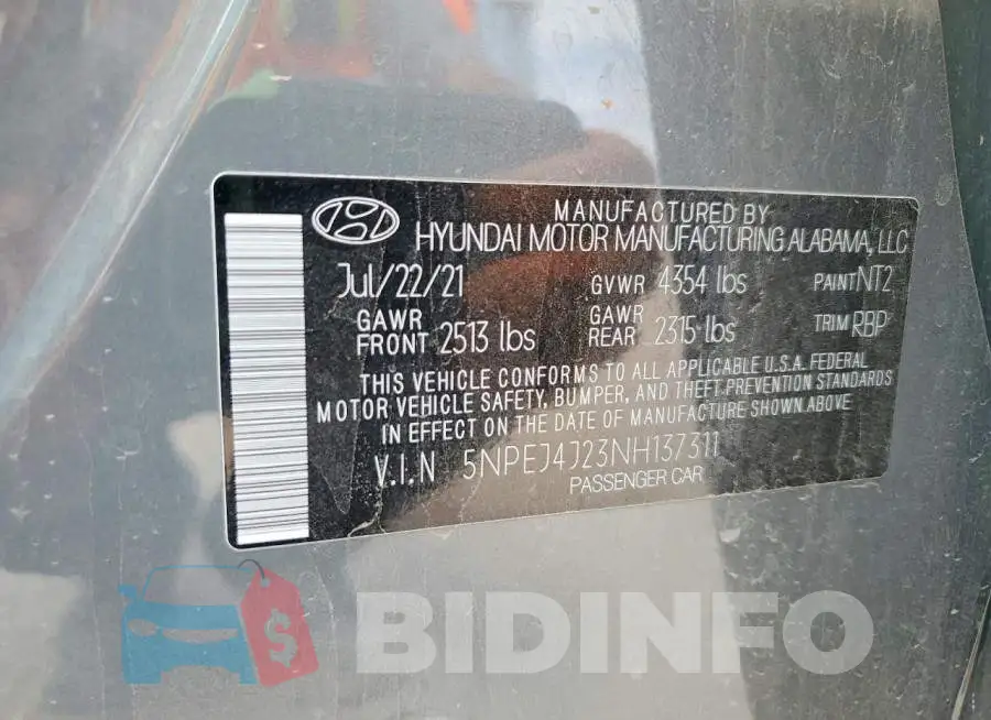 5NPEJ4J23NH137311 Photo# 13