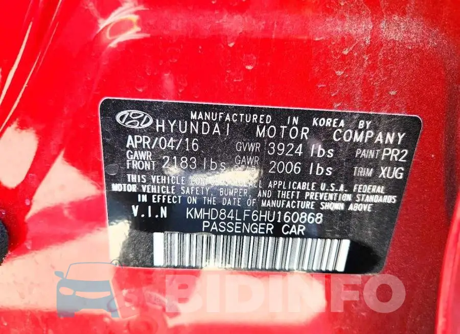 KMHD84LF6HU160868 Photo# 12