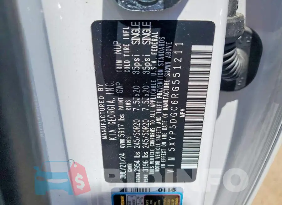 5XYP5DGC6RG551211 Photo# 13