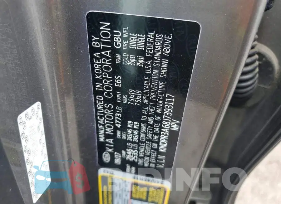 KNDPR3A68J7393117 Photo# 13
