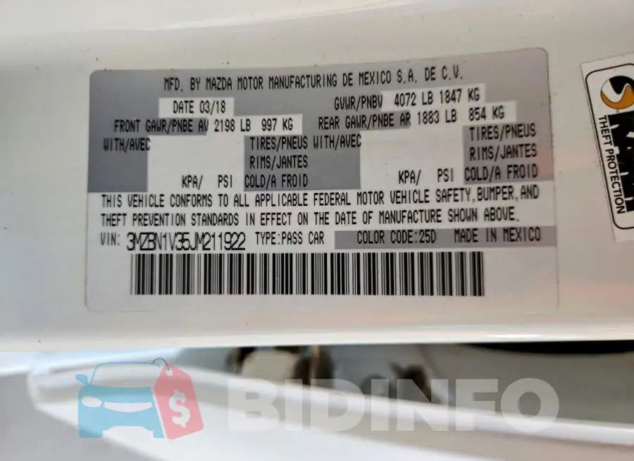 3MZBN1V35JM211922 Photo# 12