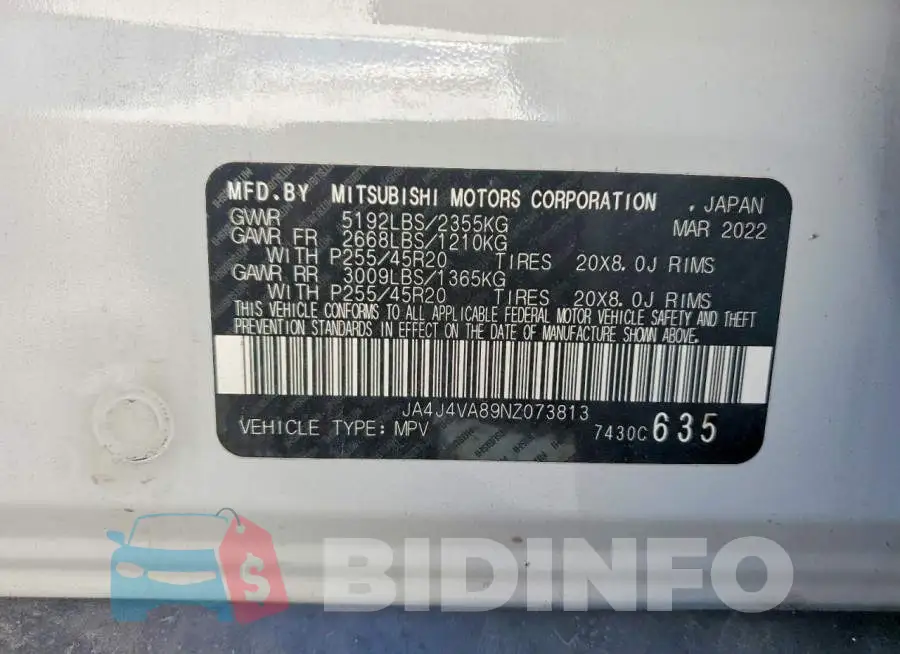 JA4J4VA89NZ073813 Photo# 13