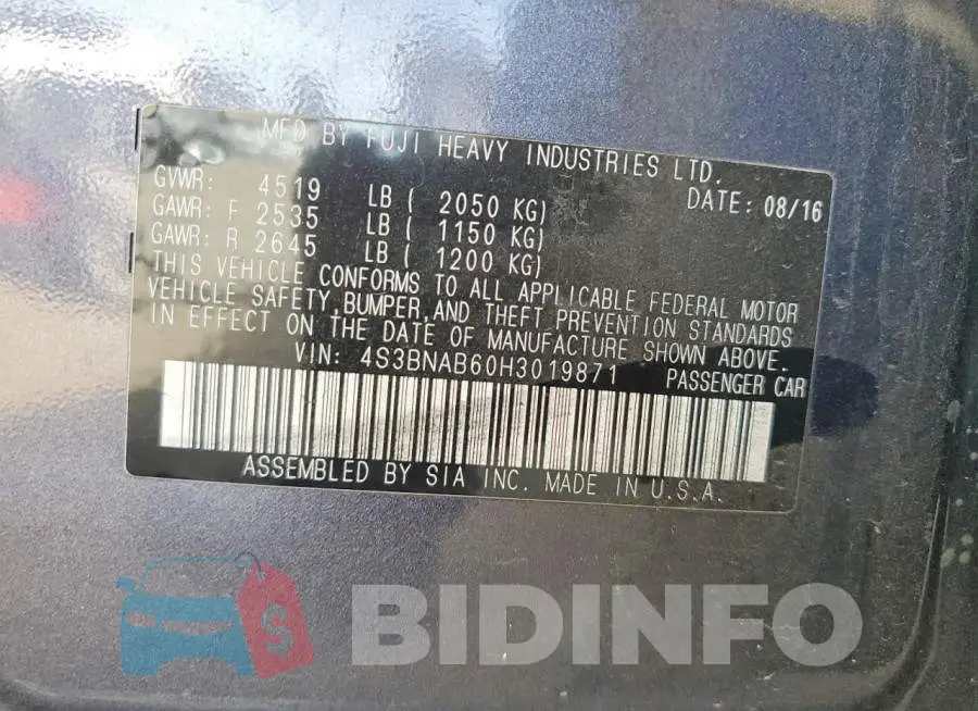 4S3BNAB60H3019871 Photo# 12