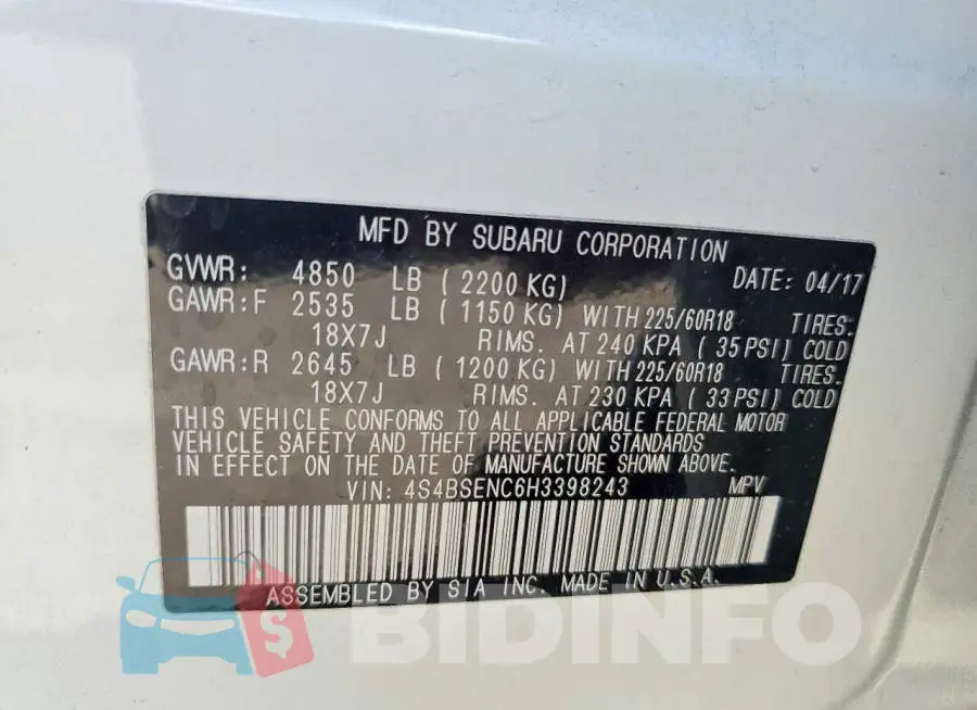 4S4BSENC6H3398243 Photo# 13