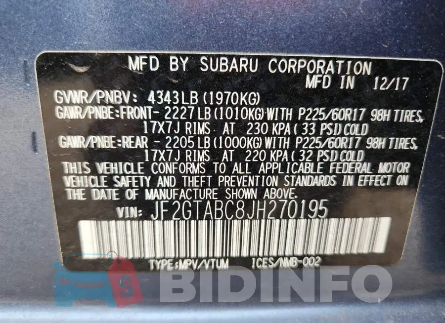 JF2GTABC8JH270195 Photo# 13